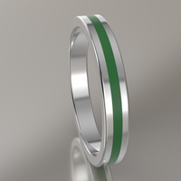 Polished Sterling Silver 3mm Stacking Ring Transparent Green Resin