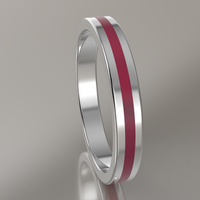 Polished Sterling Silver 3mm Stacking Ring Transparent Pink Resin