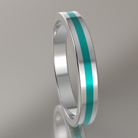 Polished Sterling Silver 3mm Stacking Ring Turquoise Resin