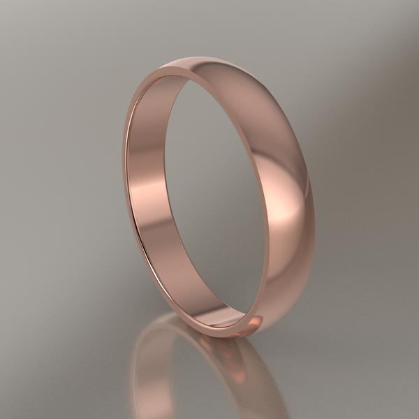 Polished Rose Gold 4mm Domed Wedding Band