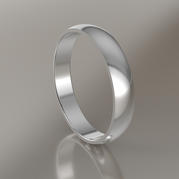 Polished White Gold 4mm Domed Wedding Band