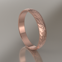 Hammered Rose Gold 4mm Domed Wedding Band