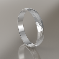 Hammered White Gold 4mm Domed Wedding Band