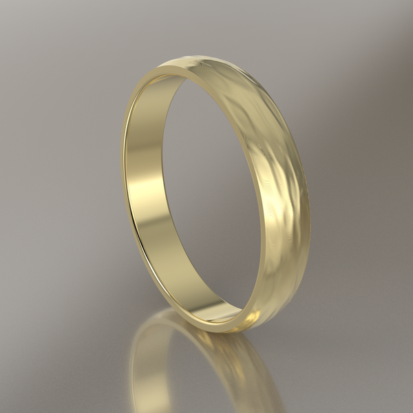 Hammered Yellow Gold 4mm Domed Wedding Band
