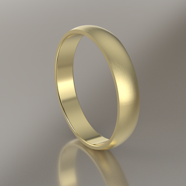 Brushed Yellow Gold 4mm Domed Wedding Band