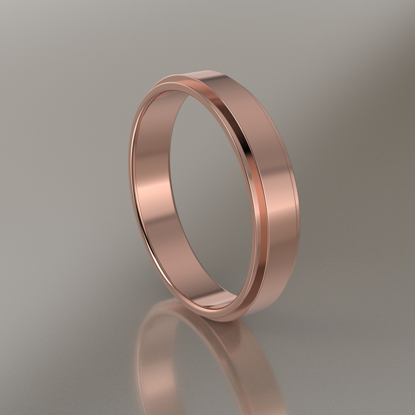 Polished Rose Gold 4mm Step Edge Wedding Band