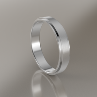 Brushed White Gold 4mm Step Edge Wedding Band