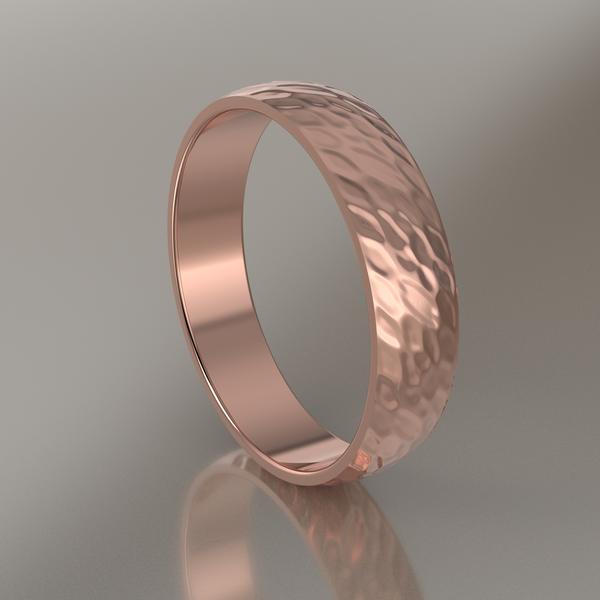 Hammered Rose Gold 5mm Domed Wedding Band