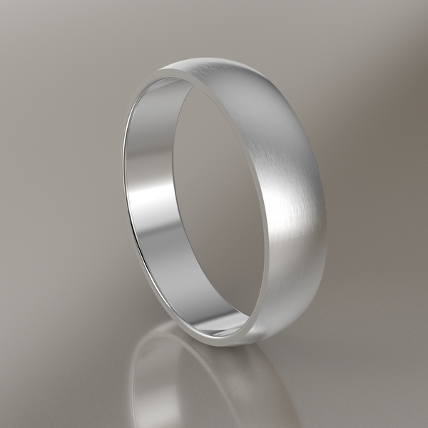 Brushed White Gold 5mm Domed Wedding Band