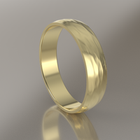 Hammered Yellow Gold 5mm Domed Wedding Band