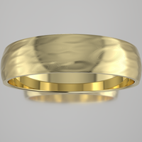 Hammered Yellow Gold 5mm Domed Wedding Band