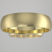 Brushed Yellow Gold 5mm Domed Wedding Band