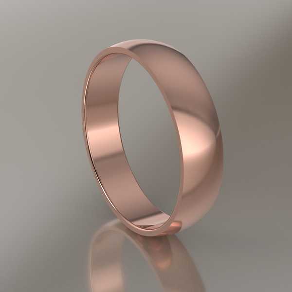 Polished Rose Gold 5mm Domed Wedding Band