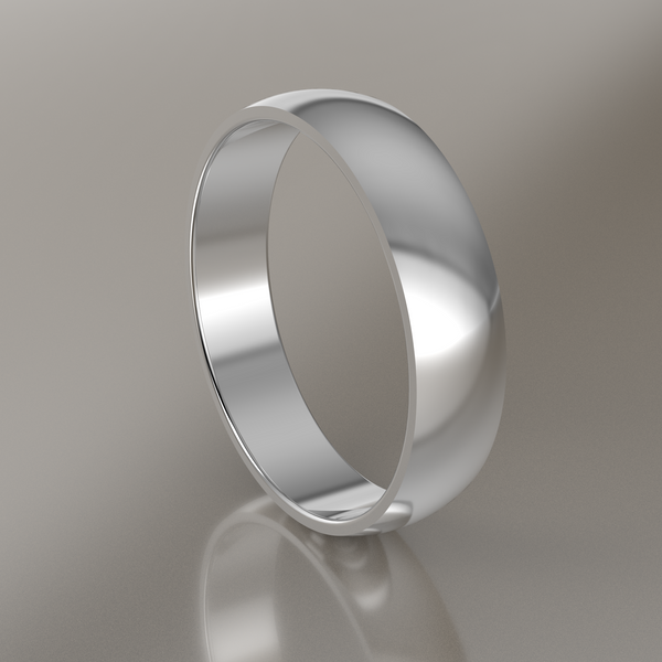 Polished White Gold 5mm Domed Wedding Band
