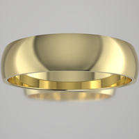Polished Yellow Gold 5mm Domed Wedding Band