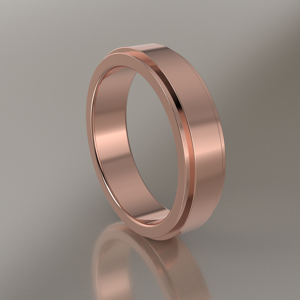 Polished Rose Gold 5mm Step Edge Wedding Band