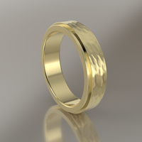 Hammered Yellow Gold 5mm Step Edge Wedding Band