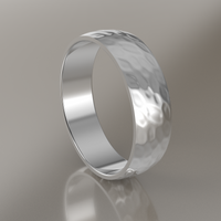 Hammered White Gold 6mm Domed Wedding Band