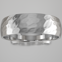 Hammered White Gold 6mm Domed Wedding Band