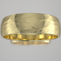 Hammered Yellow Gold 6mm Domed Wedding Band