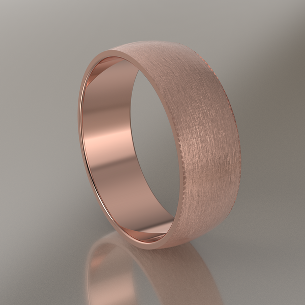 Brushed Rose Gold 7mm Domed Wedding Band