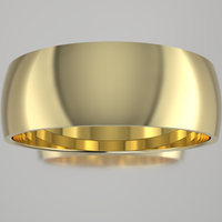 Polished Yellow Gold 7mm Domed Wedding Band