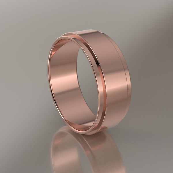 Polished Rose Gold 7mm Step Edge Wedding Band