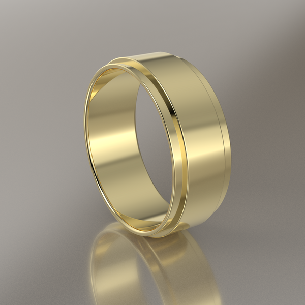 Polished Yellow Gold 7mm Step Edge Wedding Band