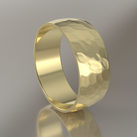 Hammered Yellow Gold 8mm Domed Wedding Band