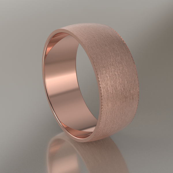 Brushed Rose Gold 8mm Domed Wedding Band