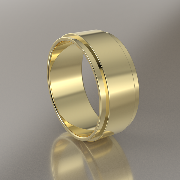 Polished Yellow Gold 8mm Step Edge Wedding Band