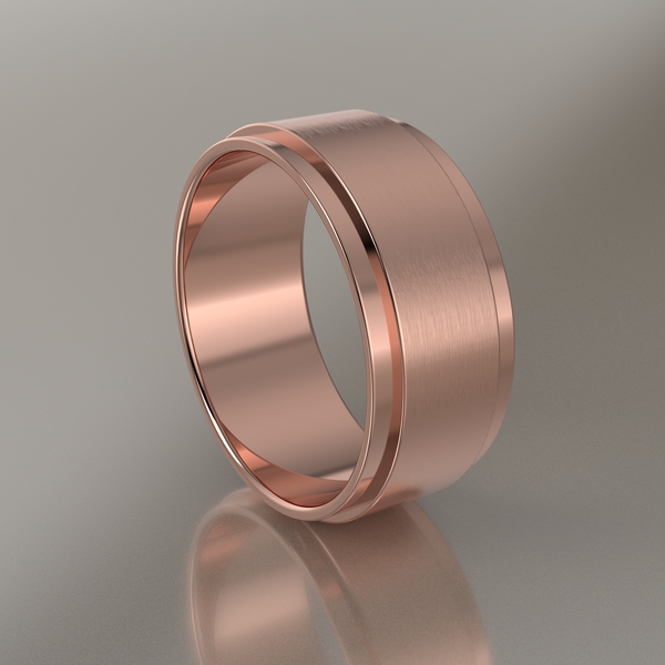 Brushed Rose Gold 8mm Step Edge Wedding Band