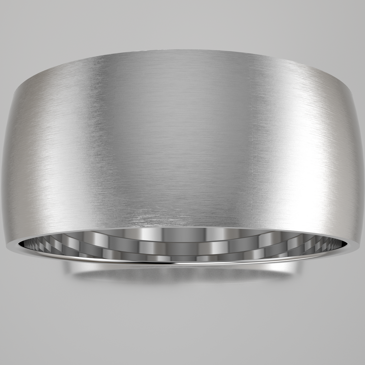 Brushed White Gold 10mm Domed Wedding Band