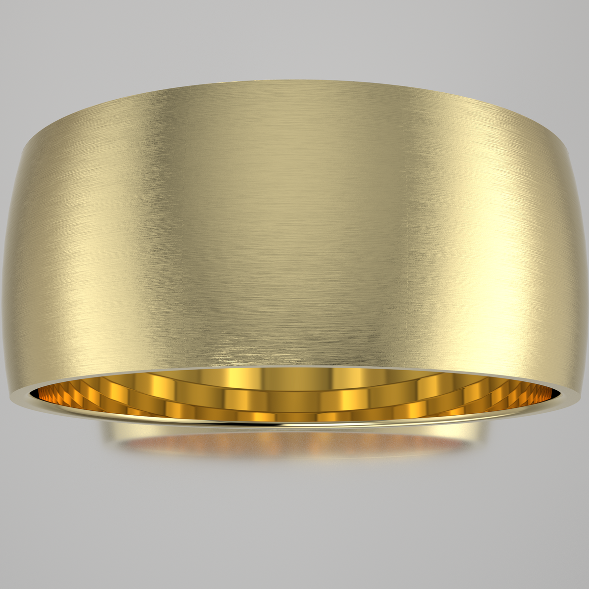 Brushed Yellow Gold 10mm Domed Wedding Band