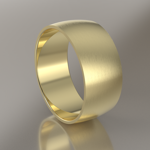 Brushed Yellow Gold 10mm Domed Wedding Band