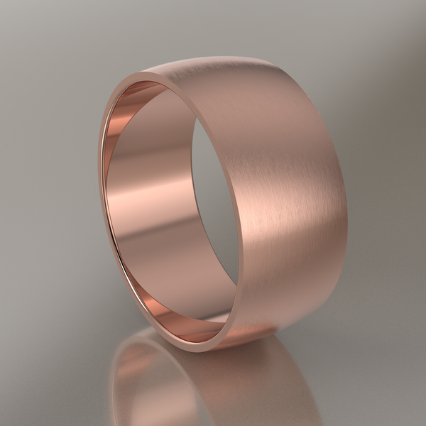 Brushed Rose Gold 9mm Domed Wedding Band