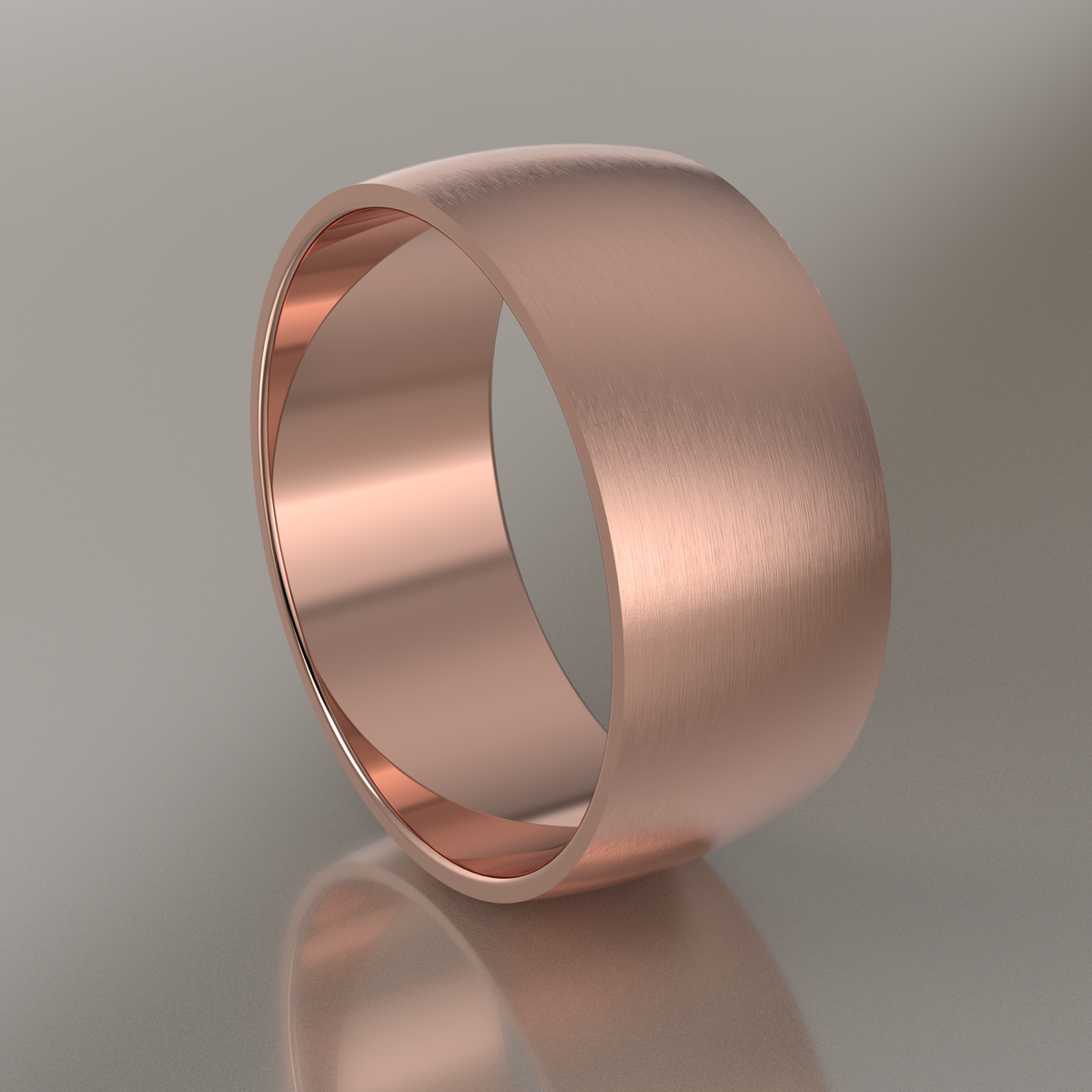 Brushed Rose Gold 10mm Domed Wedding Band