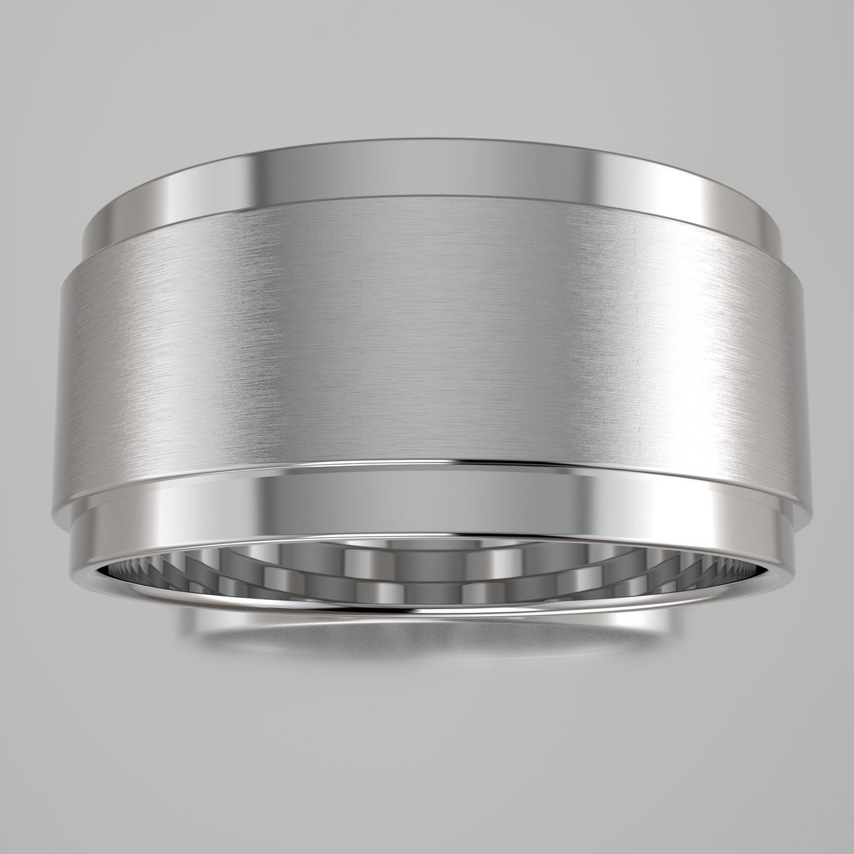Brushed White Gold 9mm Step Edge Wedding Band
