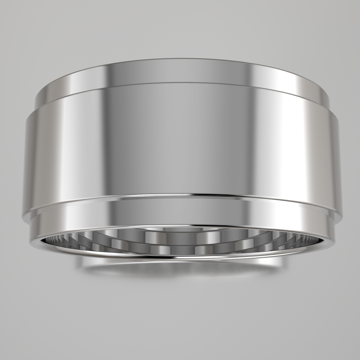 Polished White Gold 9mm Step Edge Wedding Band