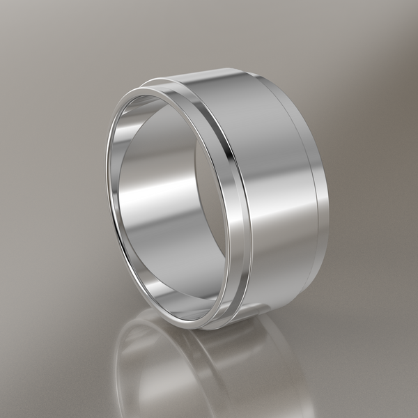 Polished White Gold 9mm Step Edge Wedding Band