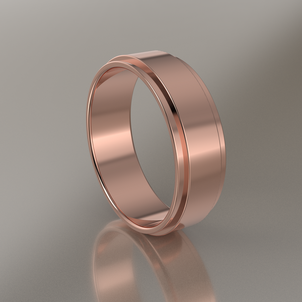 Polished Rose Gold 6mm Step Edge Wedding Band