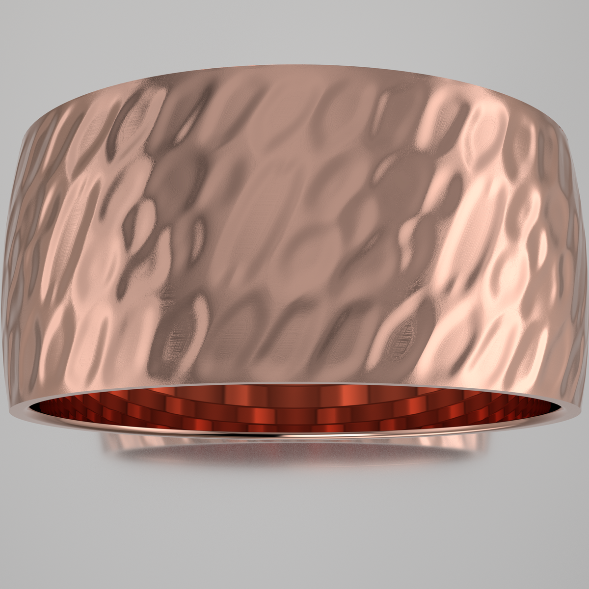 Hammered Rose Gold 10mm Domed Wedding Band
