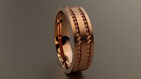 Brushed Rose Gold 6mm Double Bead Row Wedding Band