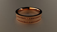Brushed Rose Gold 6mm Double Bead Row Wedding Band