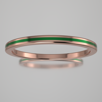 Polished Rose Gold 1.5mm Stacking Ring Green Resin