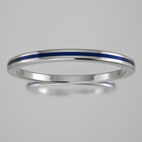 Polished Sterling Silver 1.5mm Stacking Ring Dark Blue Resin