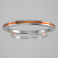 Polished Sterling Silver 1.5mm Stacking Ring Orange Resin