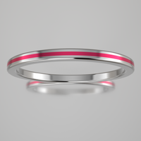 Polished White Gold 1.5mm Stacking Ring Pink Resin