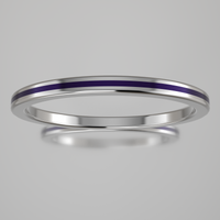 Polished White Gold 1.5mm Stacking Ring Purple Resin