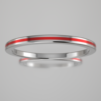 Polished White Gold 1.5mm Stacking Ring Red Resin